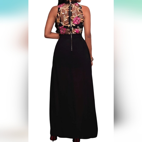 Floral MULTI PRINT TOP SHEER ROMPER DRESS - Picture 4 of 8